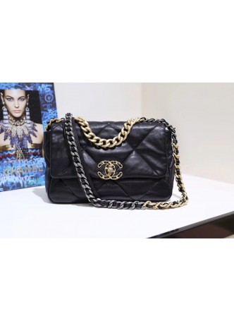 CHANEL 19  FLAP BAG  BLACK